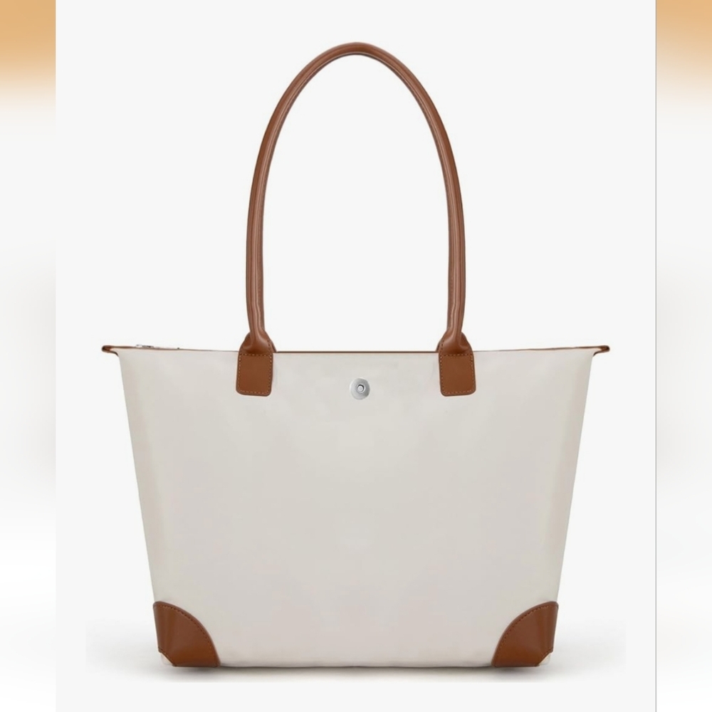 New Two-Tone Tote Bag in Cream and Brown